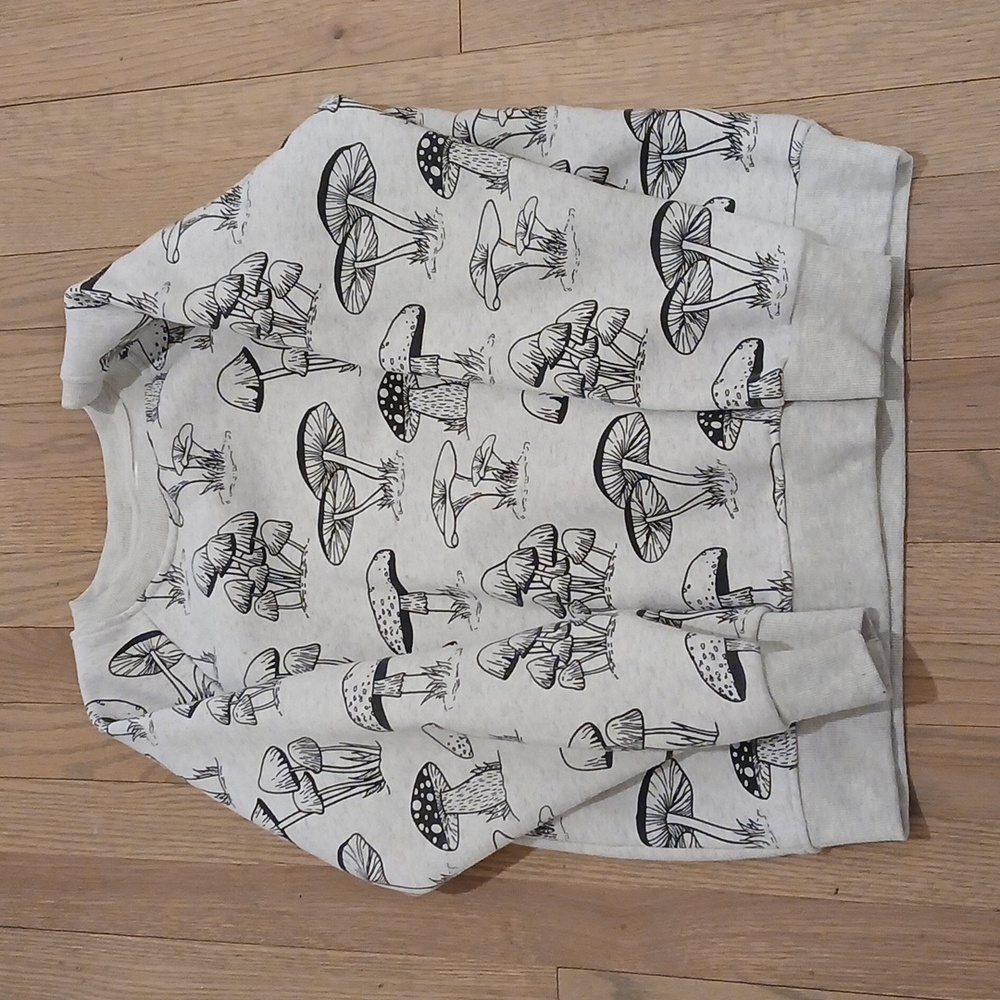Mushroom Patterned Gray Sweatshirt - image 1